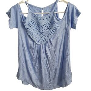 Tank Top Cold Shoulder Blue Womens Size Medium